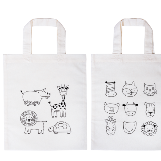 Children's bags Animals & Zoo, white, 2 pieces